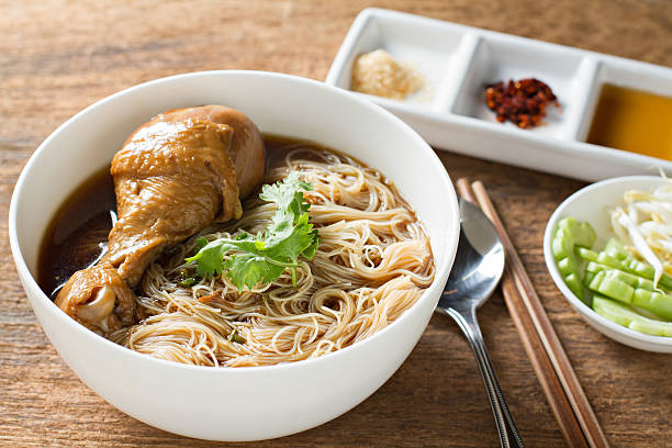 Braised chicken noodle soup Thai style.