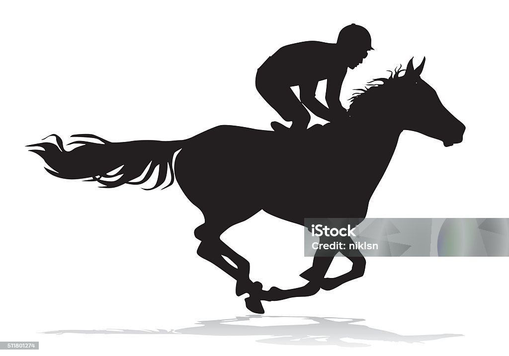 Jockey on horse Jockey riding a horse. Horse races. Competition. Racehorse stock vector