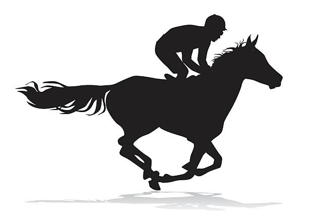 Jockey on horse Jockey riding a horse. Horse races. Competition. jockey stock illustrations