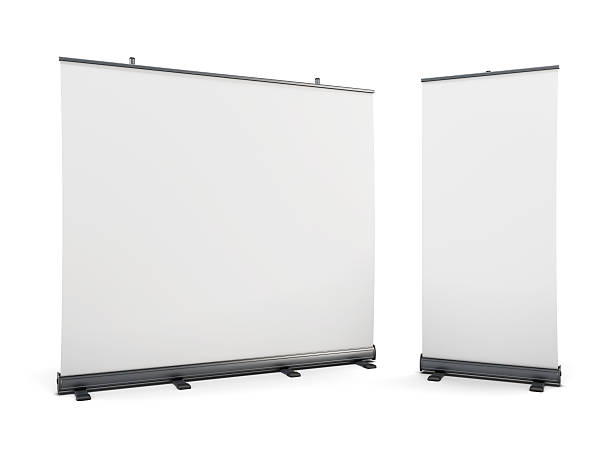 istock Wide portable advertising banner and roll-up on a white. 511801280
