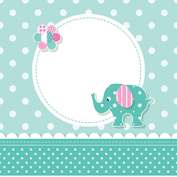 illustrazioni stock, clip art, cartoni animati e icone di tendenza di elefante di biglietti d'auguri - baby shower invitation its a girl greeting card