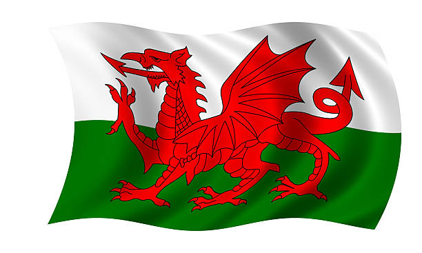 waving welsh flag in wind waving welsh flag in wind welsh flag stock pictures, royalty-free photos & images