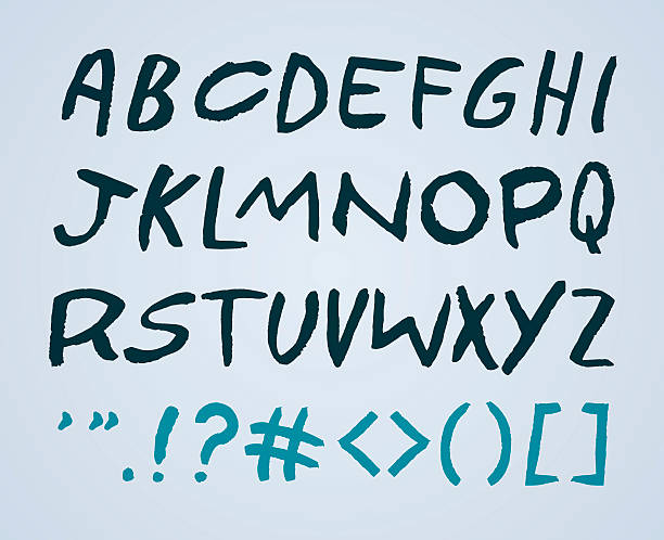 illustrazioni stock, clip art, cartoni animati e icone di tendenza di la calligrafia di carattere vivace - pencil drawing alphabet capital letter text