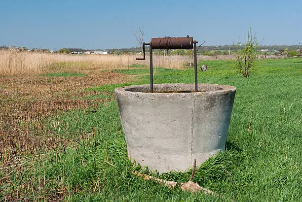 Abandoned draw-well near Sura river in central Ukraine