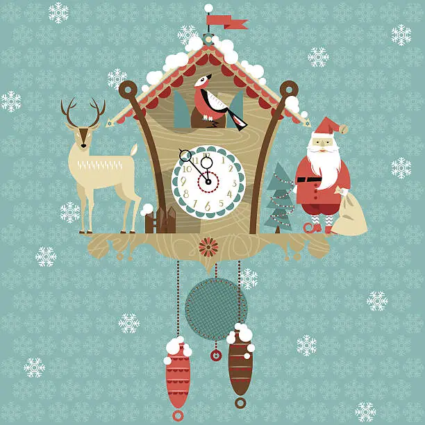 Vector illustration of Christmas cuckoo clock.