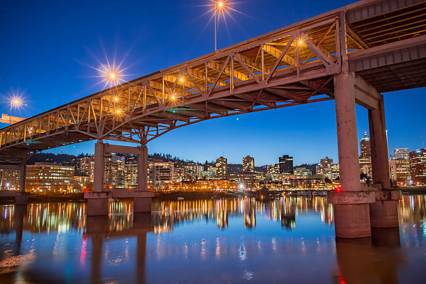 istock Illuminated Marquam Bridge Portland Skyline Oregon Willamette River Evening HDR 511808104