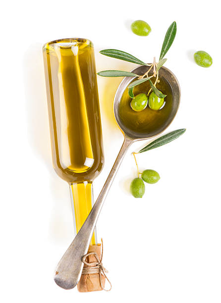 istock View from above    jar with olive oil and   green olives 511808275