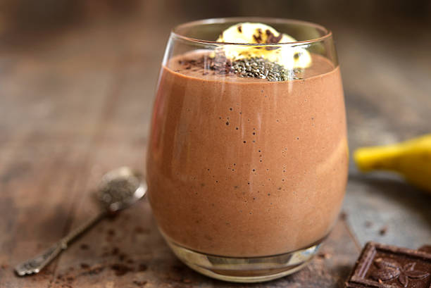 istock Chocolate banana smoothie with chia seed. 511808962
