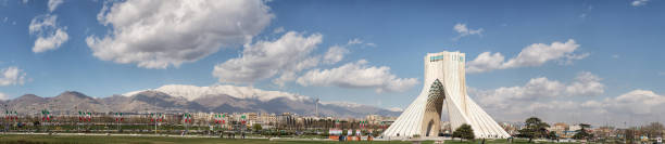 panorama di torre azadi milad tower, teheran, iran - teheran foto e immagini stock