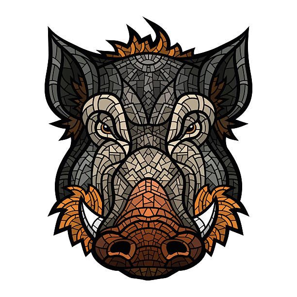 istock Head of boar mascot color in mosaic style 511809146