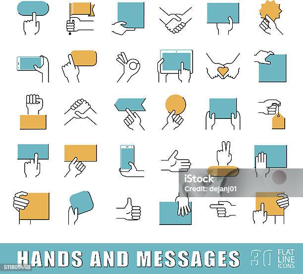 Hands Holding Messages Hand Gestures Stock Illustration - Download ...