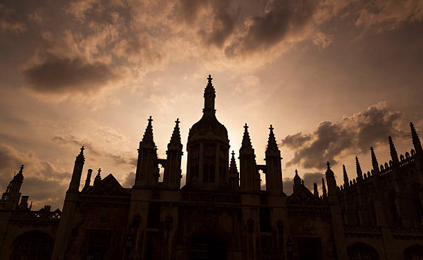 Kings College Gatehouse at sunset. Cambridge, UK