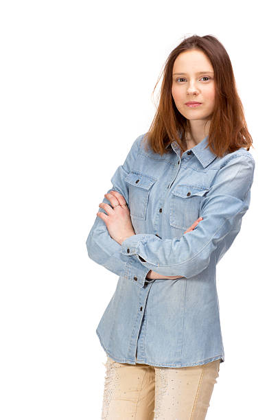 istock Red girl in jeans 511810780