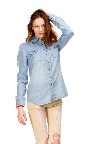 istock Red girl in jeans 511810802