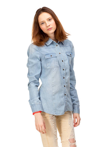 istock Red girl in jeans 511810850