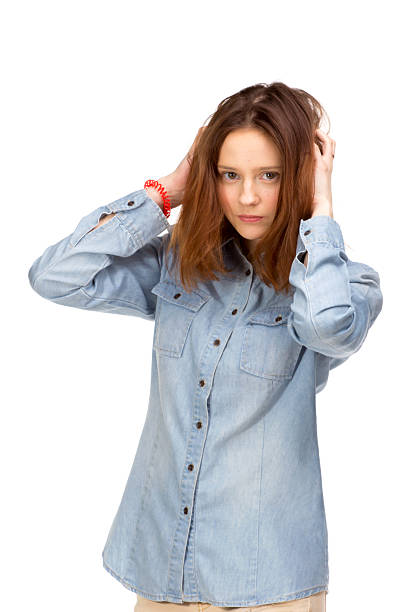 istock Red girl in jeans 511810872
