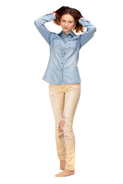 istock Red girl in jeans 511810948