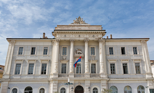Piran Town Hall building facade in Slovenia