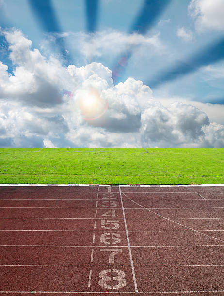 istock Race track for sport with blue sky and cloud 511847411