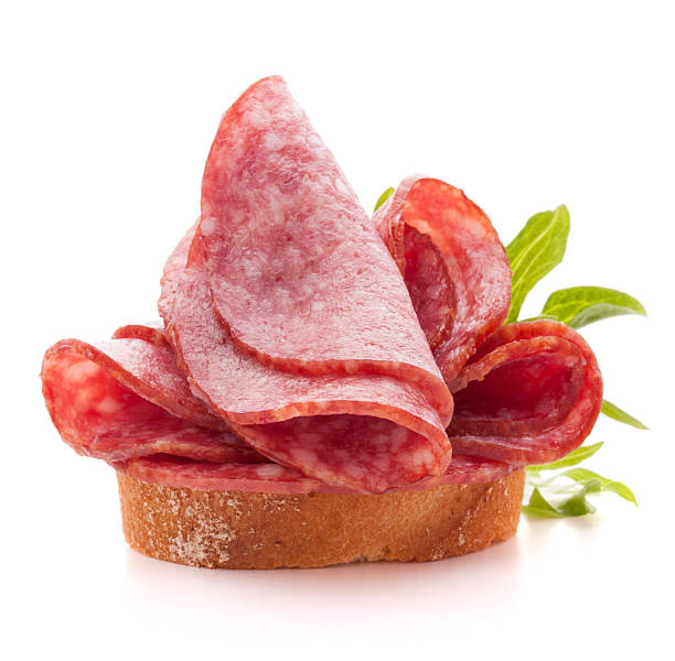 istock sandwich with salami sausage on white background  cutout 511850338