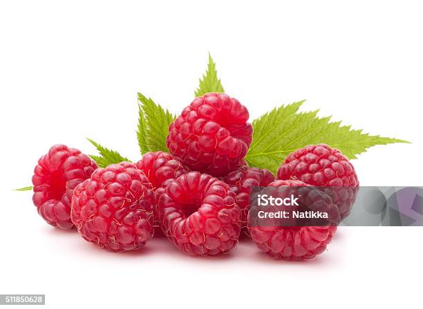 Sweet Raspberry Isolated On White Background Cutout Stock Photo - Download Image Now