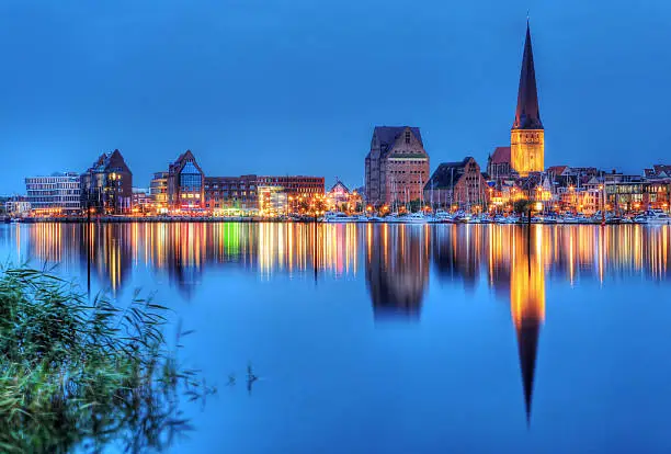 Photo of City port of Rostock, Germany by night