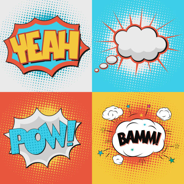 ilustrações de stock, clip art, desenhos animados e ícones de banda desenhada bolha de texto - comic book cartoon poof exploding