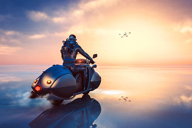 a man riding a motorbike on a shiny road