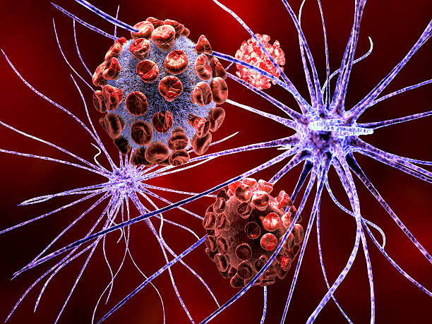 istock 3d render of nerve cell attacked by virus, bacteria. 511852513