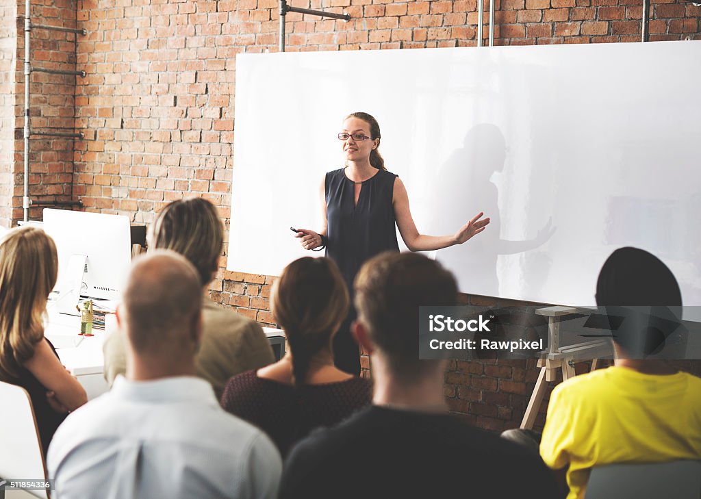 Business Team Training Listening Meeting Concept Public Speaker Stock Photo