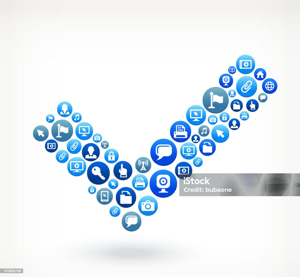 Check Mark Technology Internet And Media Blue Button Pattern Stock ...