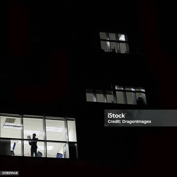 Dark Office Building Stock Photo - Download Image Now - Night, Office, Window