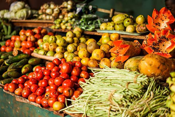 istock Vegetable Market with mixed fruits and vegetables 511861090