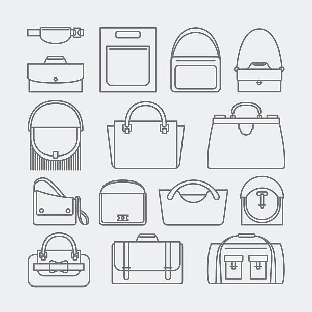 torba cienka linia ikon - photograph travel people traveling luggage stock illustrations
