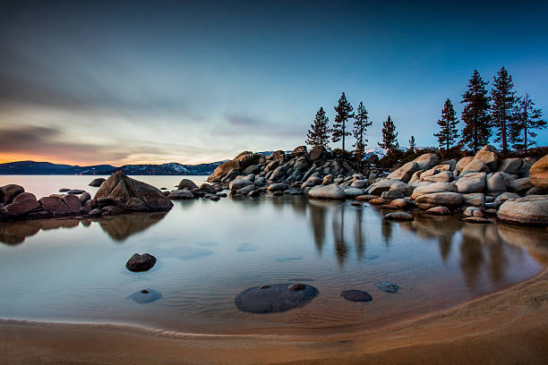 Lake Tahoe - El Dorado County, CA - Clouds Reflected In Water - Spring Snow - High Sierra Vista - March