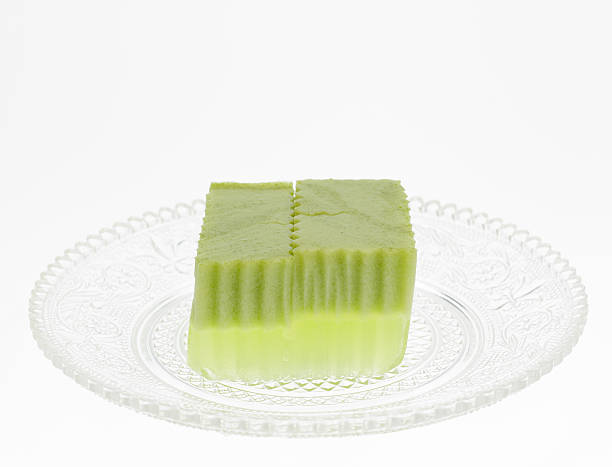 Thai Dessert. Pandanus and coconut jelly on plate. nub stock pictures, royalty-free photos & images