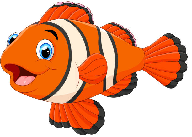 niedliche cartoon clown fish - anemonenfisch stock-grafiken, -clipart, -cartoons und -symbole