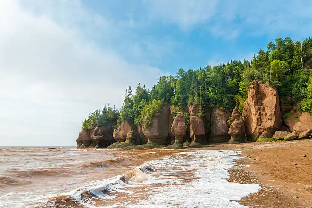 Photo of Famous Hopewell Rocks flowerpot formations at low tide