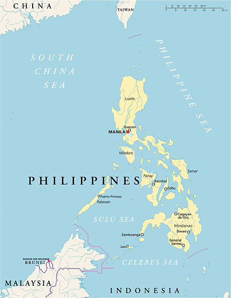 illustrazioni stock, clip art, cartoni animati e icone di tendenza di filippine mappa politica - filippine