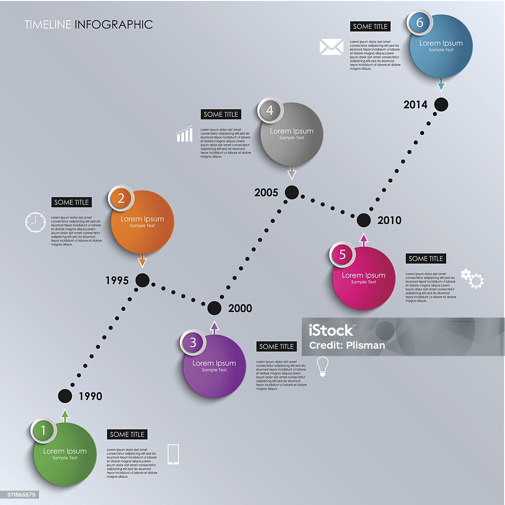Rounding Time Line Time Line Info Graphic Colored Round Template Stock Illustration ...