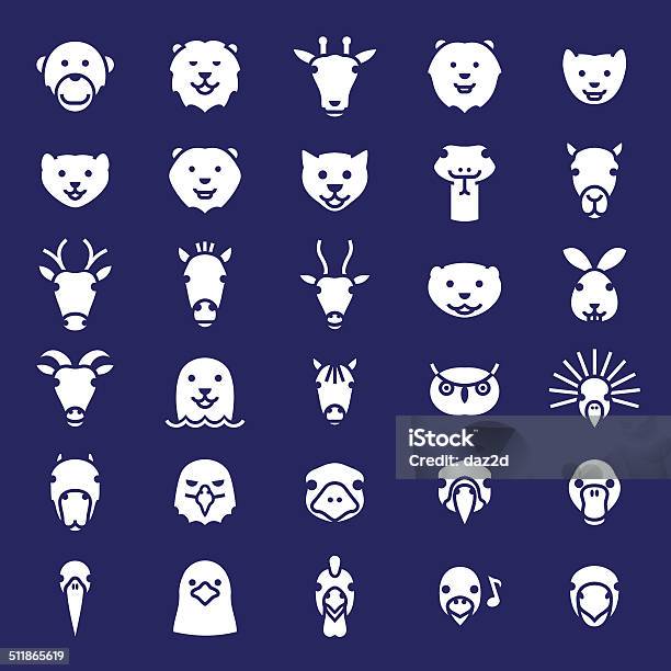 Zoo Symbol Set Stock Illustration - Download Image Now - Animal Head, Emu, Front View