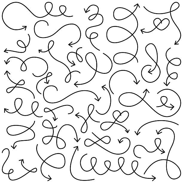 wektor zbiory doodled squiggly strzałki - twisted stock illustrations