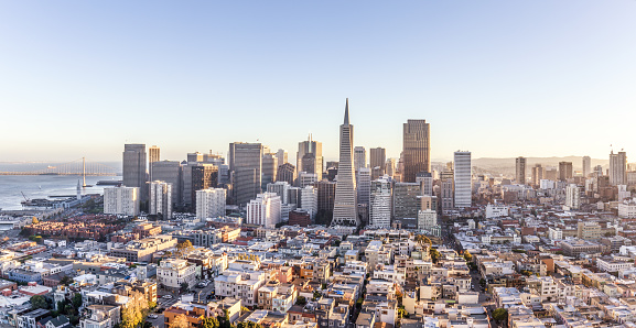 cityscape of San Francisco and skyline in sunny day