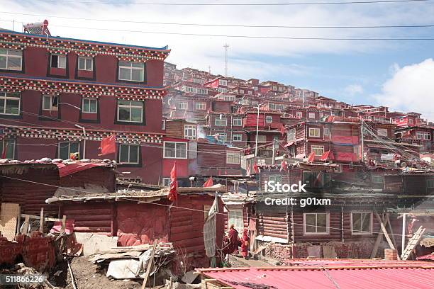 Seda Wuming Tibetan Buddhist Institute Stock Photo - Download Image Now - Buddhism, Building Exterior, China - East Asia