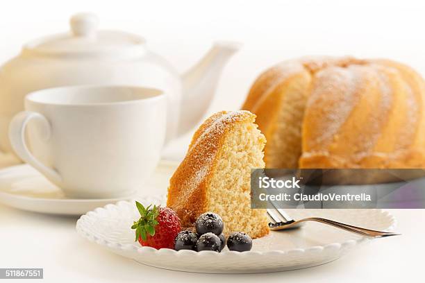 Slice Of Cake With Afternoon Tea Stock Photo - Download Image Now - Cake, Tea - Hot Drink, Pound Cake