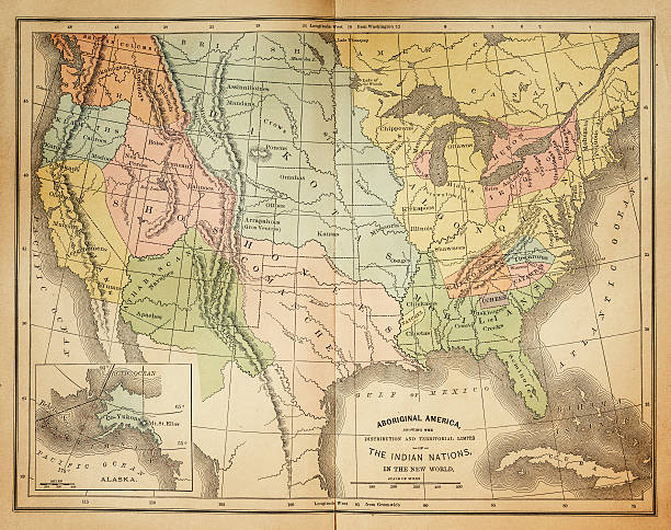 mapa da estados unidos 1876 - cultura tribal da américa do norte - fotografias e filmes do acervo