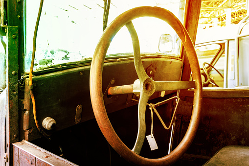 Close-up of Wheel Details of Vintage Car