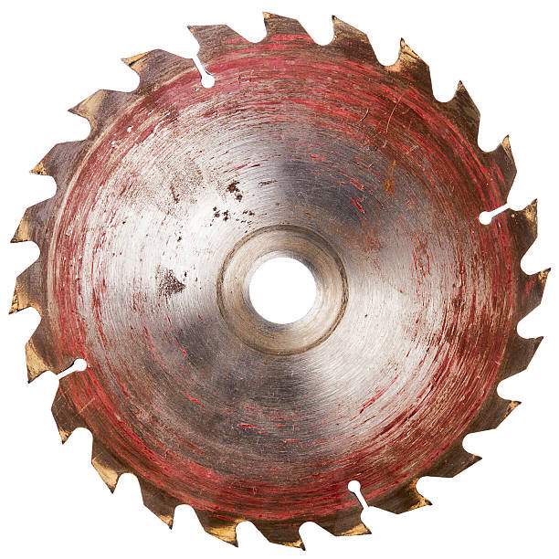 Old circular saw blade Old circular saw blade isolated on white rotary blade stock pictures, royalty-free photos & images