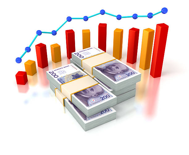 istock Financial succes, Norwegian krone bills and progress chart. 511869879