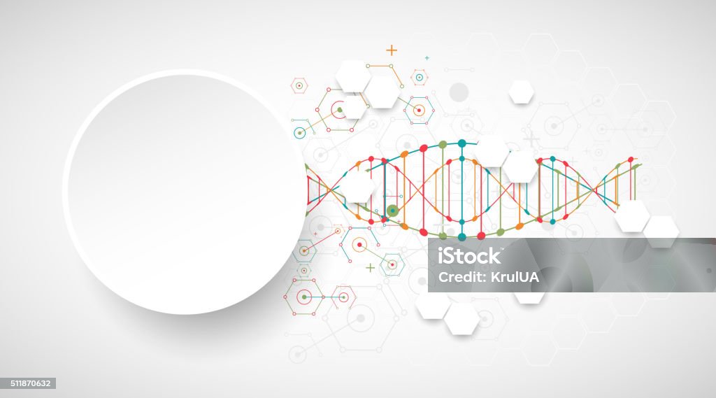 Science template,  banner with a DNA molecules. Science template, colorful wave, wallpaper or banner with a DNA molecules. Vector illustration. DNA stock vector